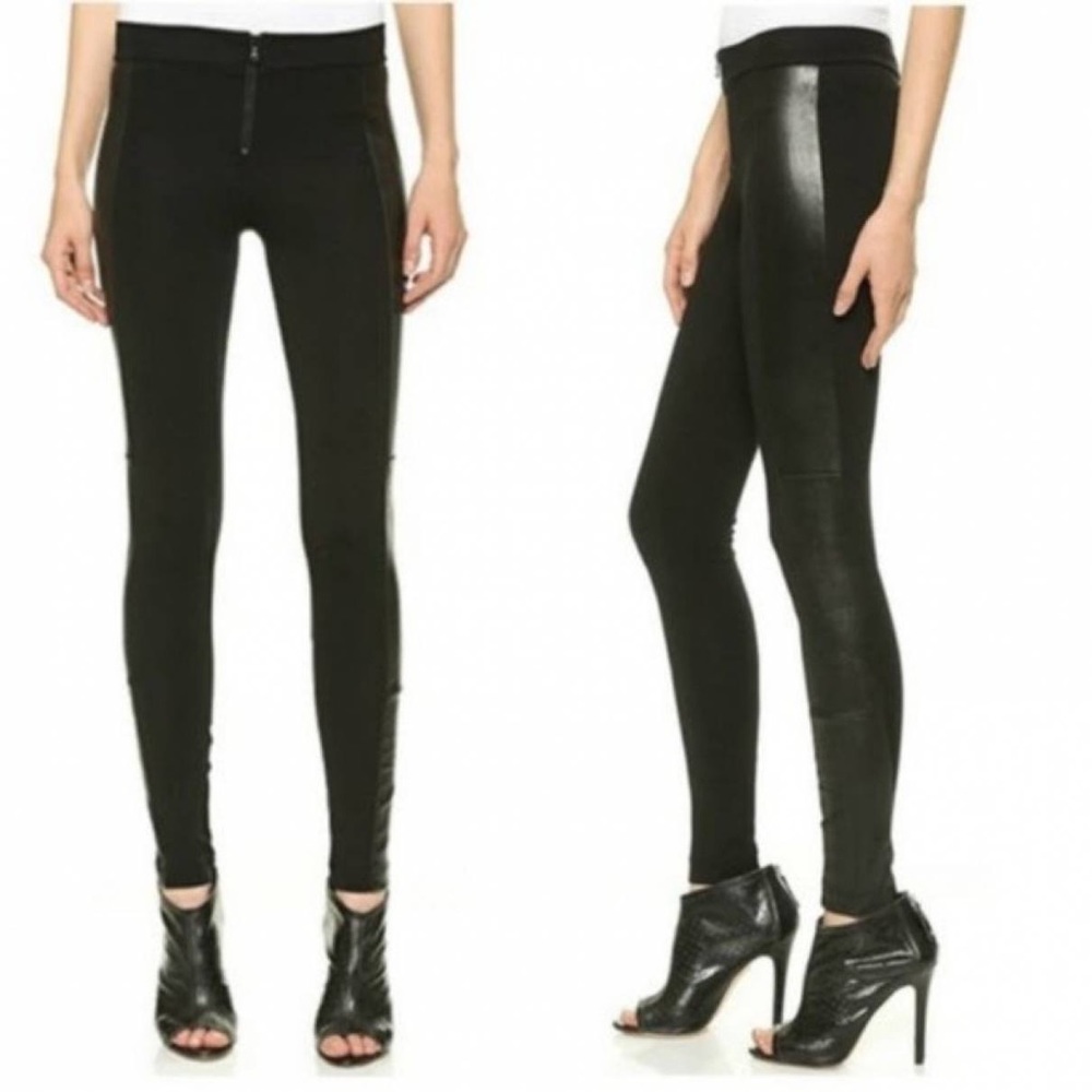 Alice + Olivia Leather Tuxedo Stripe Hot Pants in Black Women’s Size 4